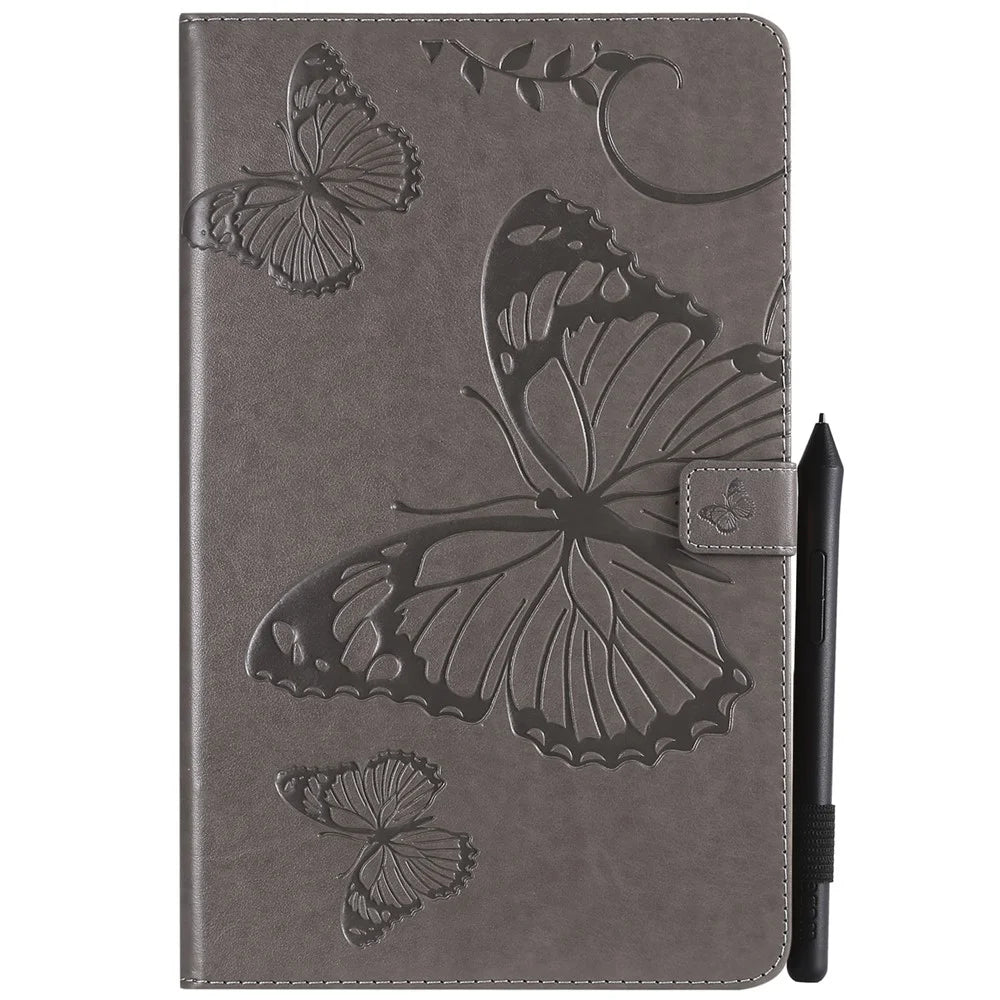 KT Tablet Series-3 Imprint Butterfly Leather Flip Stand Case for Samsung Galaxy Tab A 10.5 (2018) T590 T595 T597 - Grey - 1