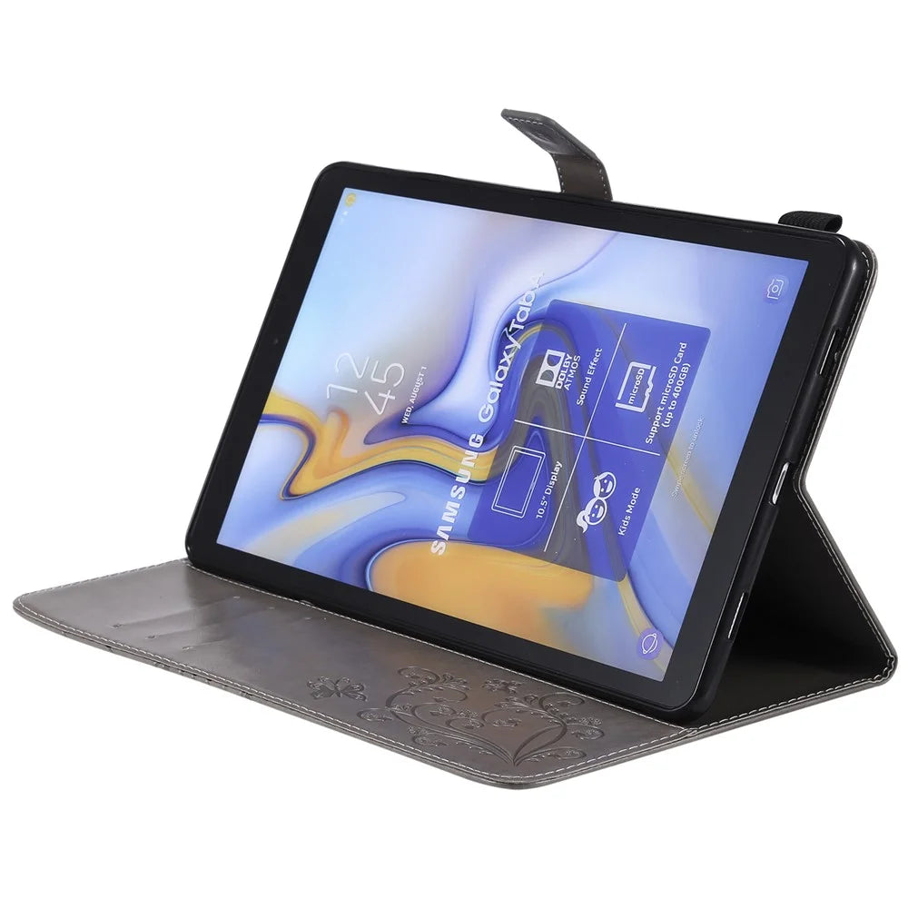 KT Tablet Series-3 Imprint Butterfly Leather Flip Stand Case for Samsung Galaxy Tab A 10.5 (2018) T590 T595 T597 - Grey - 5