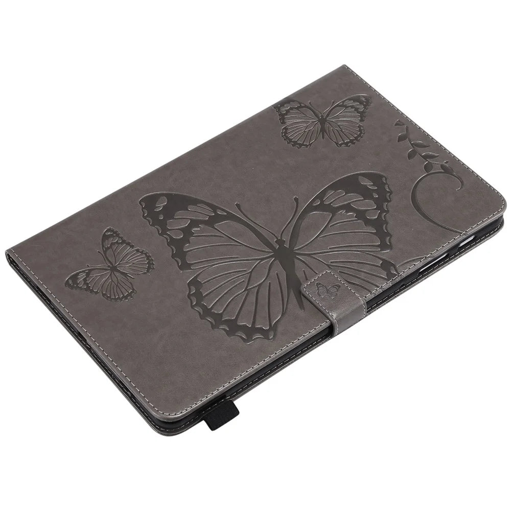 KT Tablet Series-3 Imprint Butterfly Leather Flip Stand Case for Samsung Galaxy Tab A 10.5 (2018) T590 T595 T597 - Grey - 6