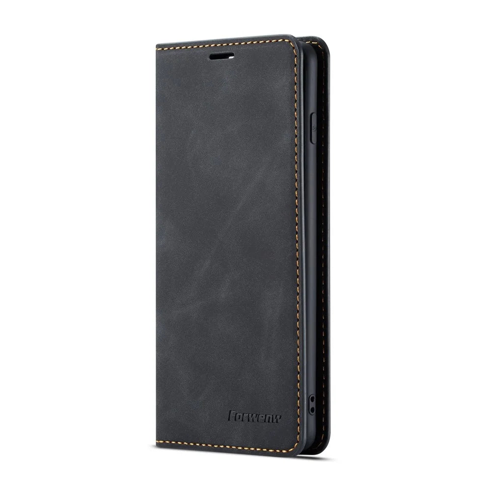 FORWENW Fantasy Series Silky Touch Leather Wallet Case for Samsung Galaxy S10 Plus - Black - 2