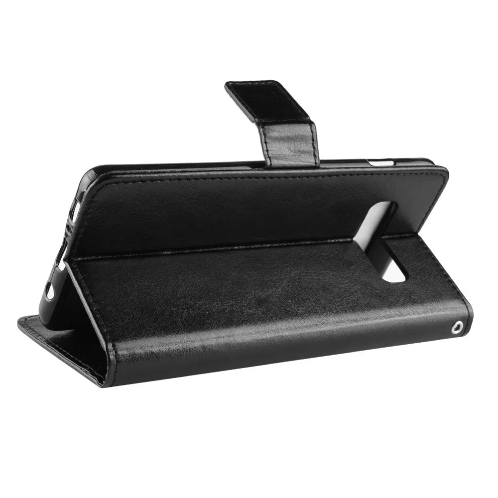 Crazy Horse Stand Leather Flip Case with Strap for Samsung Galaxy S10 - Black - 7