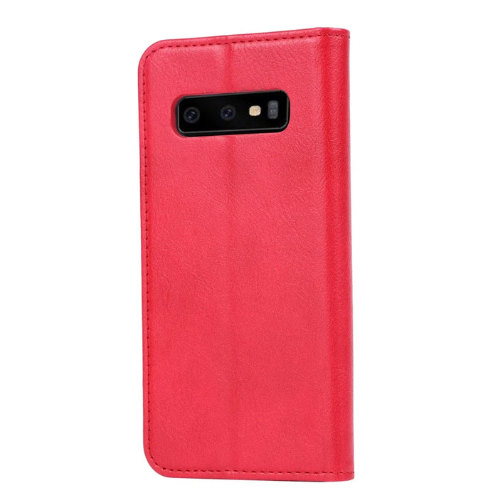 PU Leather Auto-absorbed Stand Wallet Phone Cover for Samsung Galaxy S10 - Red - 3