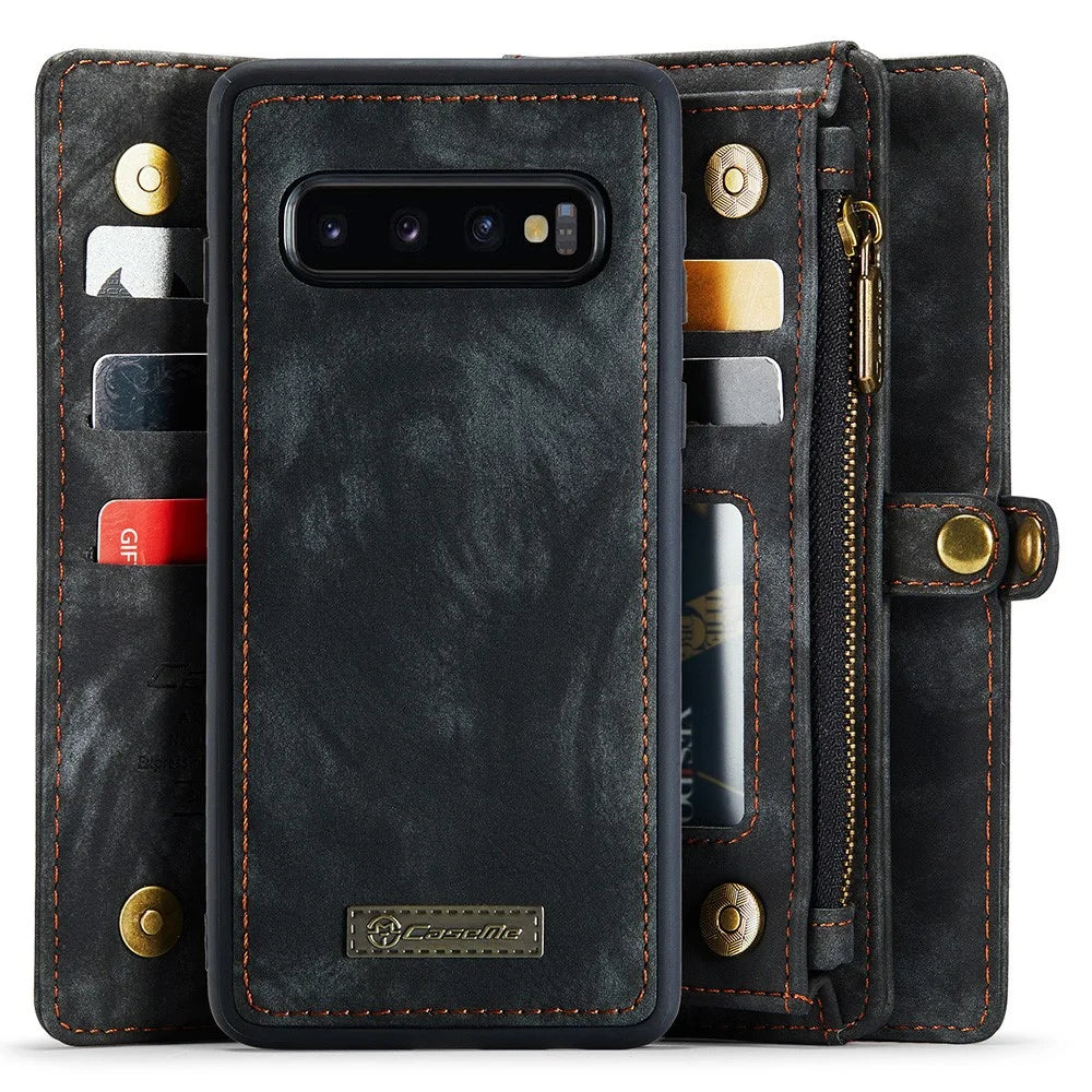 CASEME 008 Series for Samsung Galaxy S10 Plus Detachable 2-in-1 Multi-functional Wallet PU Leather Case - Black - 3