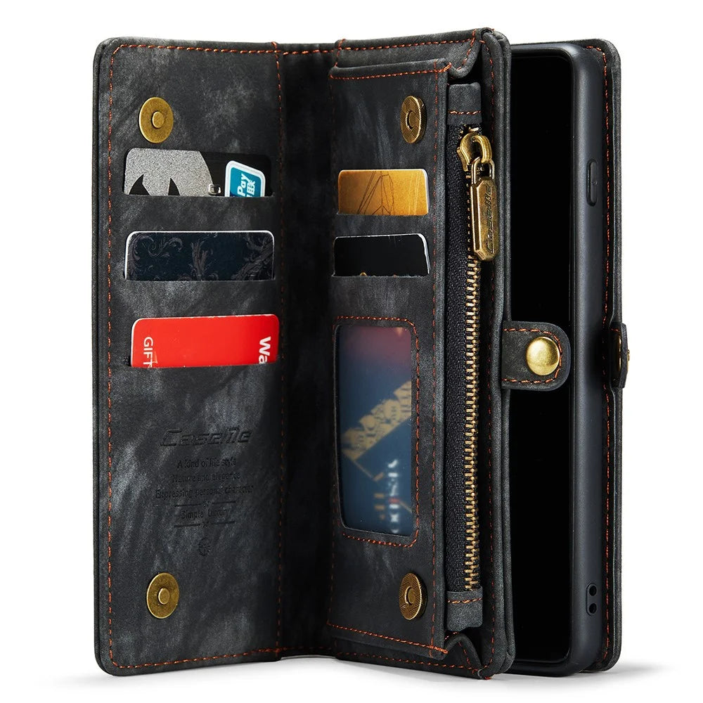 CASEME 008 Series for Samsung Galaxy S10 PU Leather Zipper Pocket Sand Cover Detachable 2-in-1 Magnetic Wallet Phone Case - Black - 4