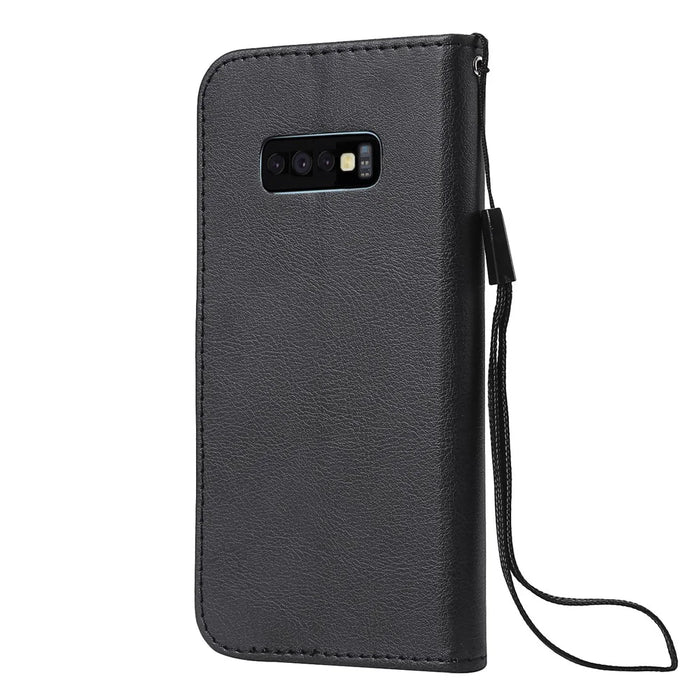 Wallet Leather Stand Case for Samsung Galaxy S10e - Black - 3
