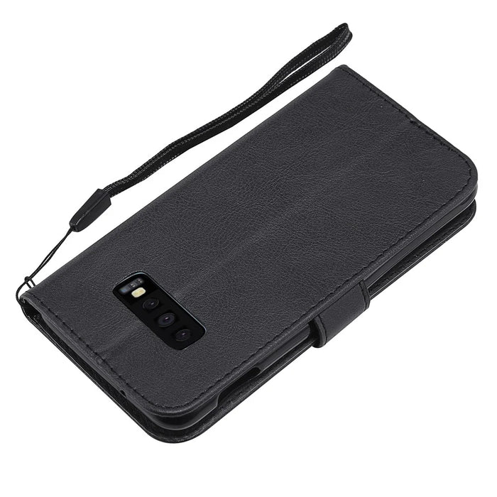 Wallet Leather Stand Case for Samsung Galaxy S10e - Black - 6