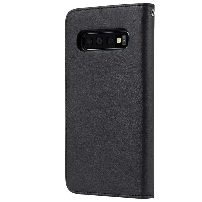 For Samsung Galaxy S10 Case 2 in 1 Detachable Magnetic Leather Wallet Mobile Cover with Strap - Black - 3