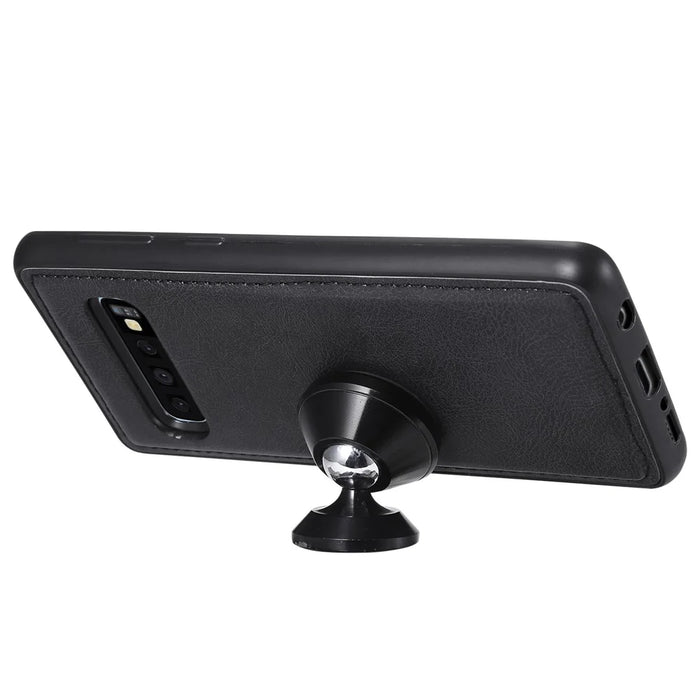 For Samsung Galaxy S10 Case 2 in 1 Detachable Magnetic Leather Wallet Mobile Cover with Strap - Black - 5