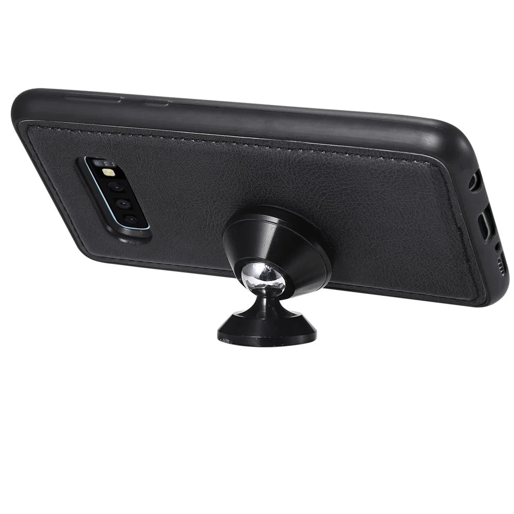 For Samsung Galaxy S10e Case 2 in 1 Detachable Magnetic Leather Wallet Mobile Cover with Strap - Black - 7