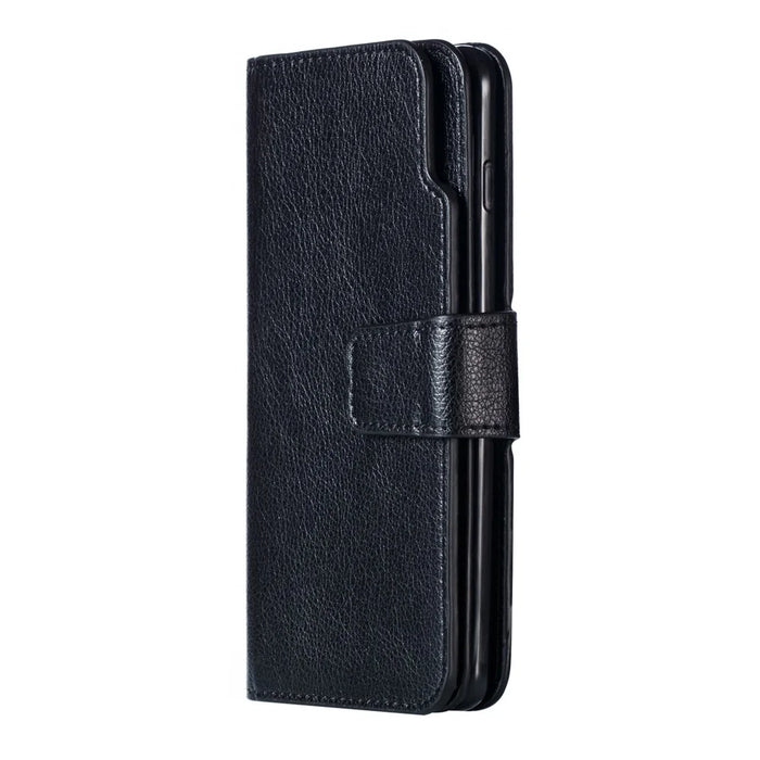 [9 Card Slots] Crazy Horse Leather Wallet Shell for Samsung Galaxy S10 - Black - 3