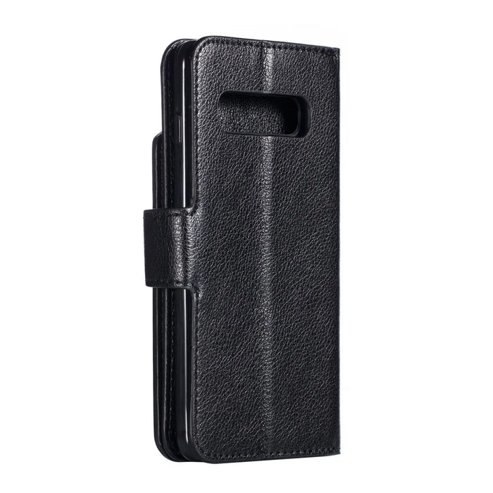 [9 Card Slots] Crazy Horse Leather Wallet Shell for Samsung Galaxy S10 - Black - 4