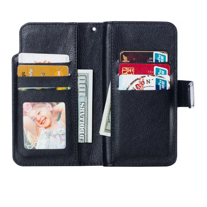 [9 Card Slots] Crazy Horse Leather Wallet Shell for Samsung Galaxy S10 - Black - 7