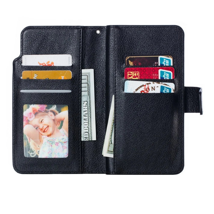 For Samsung Galaxy S10 Plus [9 Card Slots] Crazy Horse Wallet Leather Case - Black - 5