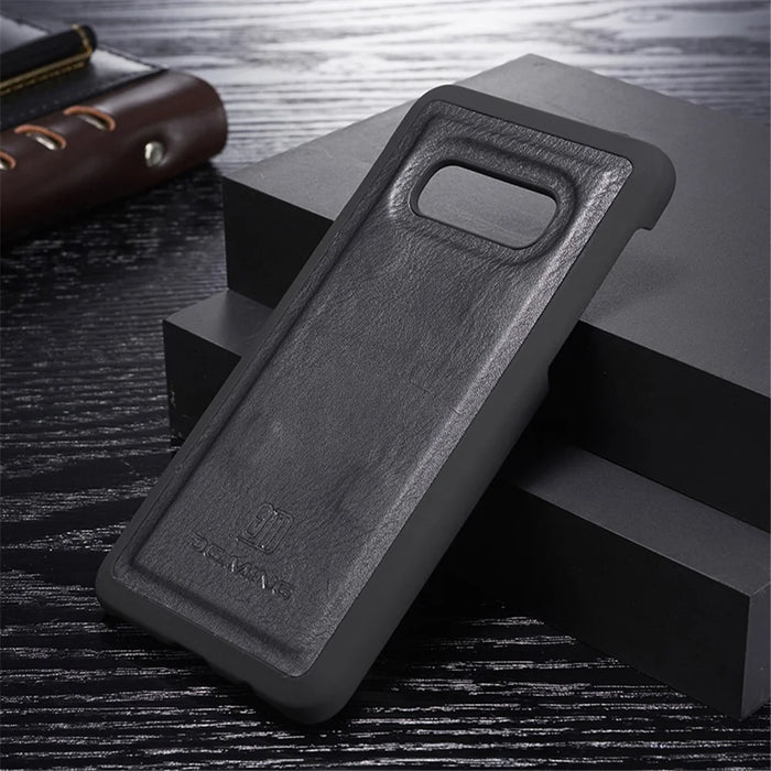 DG.MING For Samsung Galaxy S10e Protective Phone Case Split Leather Detachable Case Shockproof Shell Flip Cover with Wallet - Black - 3