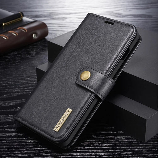 DG.MING For Samsung Galaxy S10 Detachable 2-in-1 Anti-scratch Split Leather Wallet Shell + TPU Back Case Mobile Phone Covering Shell - Black - 1