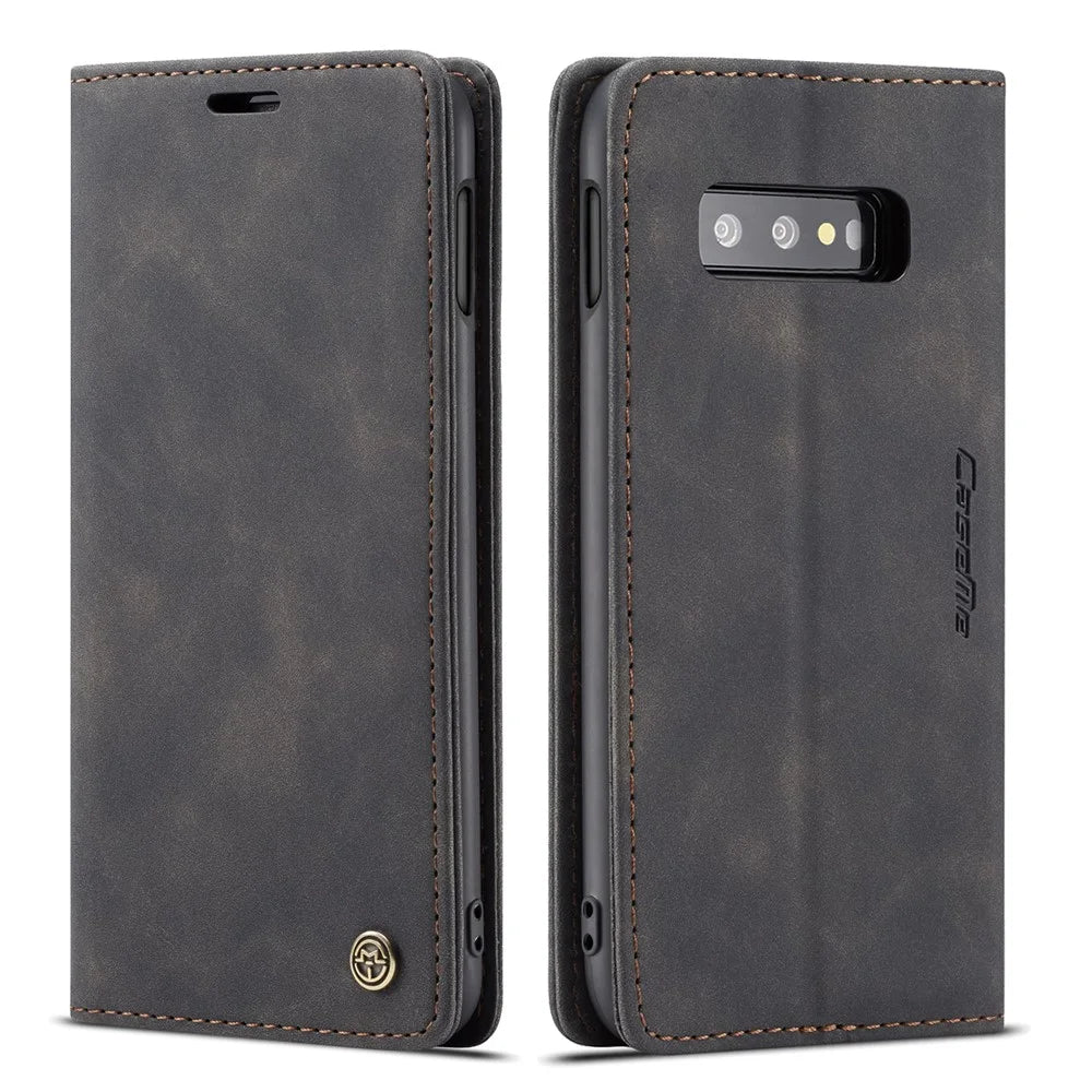 CASEME 013 Series for Samsung Galaxy S10e PU Leather Case [Auto-absorbed] [Wallet Stand] - Black - 3