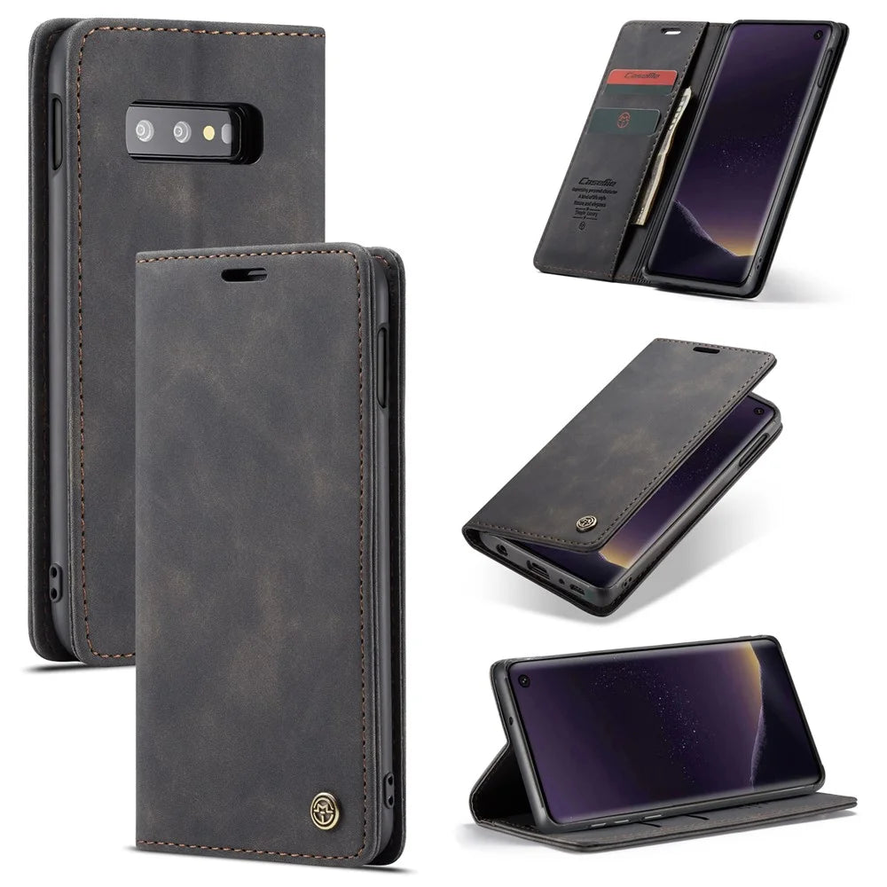 CASEME 013 Series for Samsung Galaxy S10e PU Leather Case [Auto-absorbed] [Wallet Stand] - Black - 5