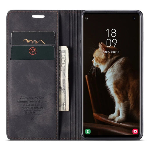 CASEME 013 Series for Samsung Galaxy S10 PU Leather Case [Auto-absorbed] [Wallet Stand] - Black - 2
