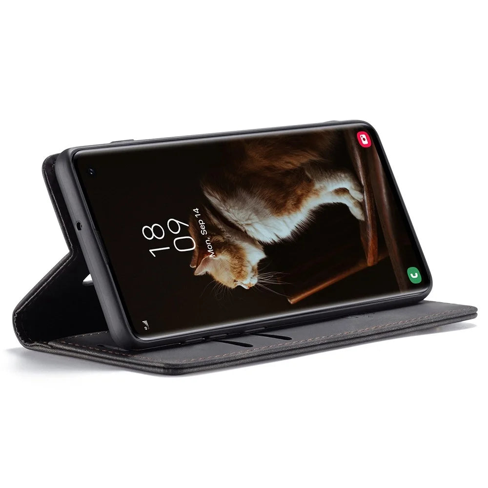 CASEME 013 Series for Samsung Galaxy S10 PU Leather Case [Auto-absorbed] [Wallet Stand] - Black - 3