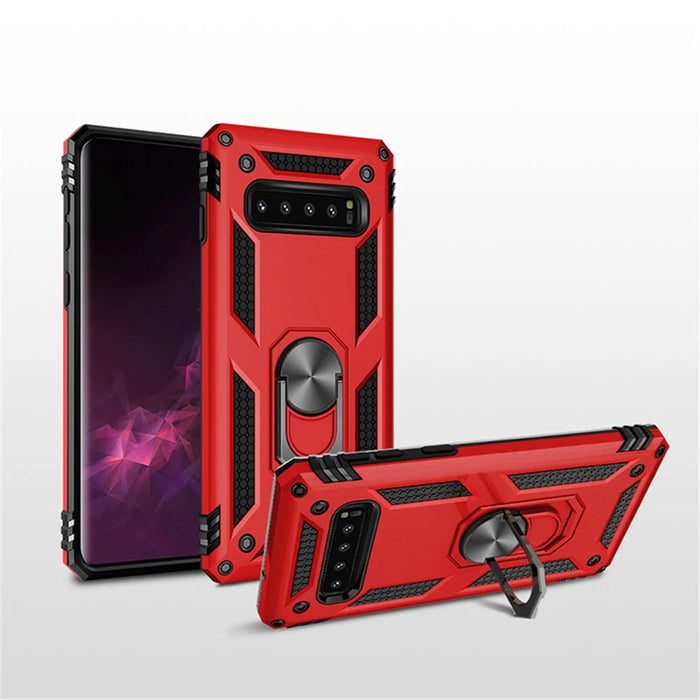 Armor PC TPU Hybrid Shell with Kickstand for Samsung Galaxy S10 Plus - Red - 1