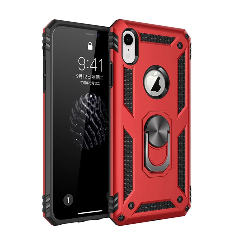 Hybrid PC TPU Armor Phone Cover with Kickstand for iPhone XR 6.1 inch - Red - 3