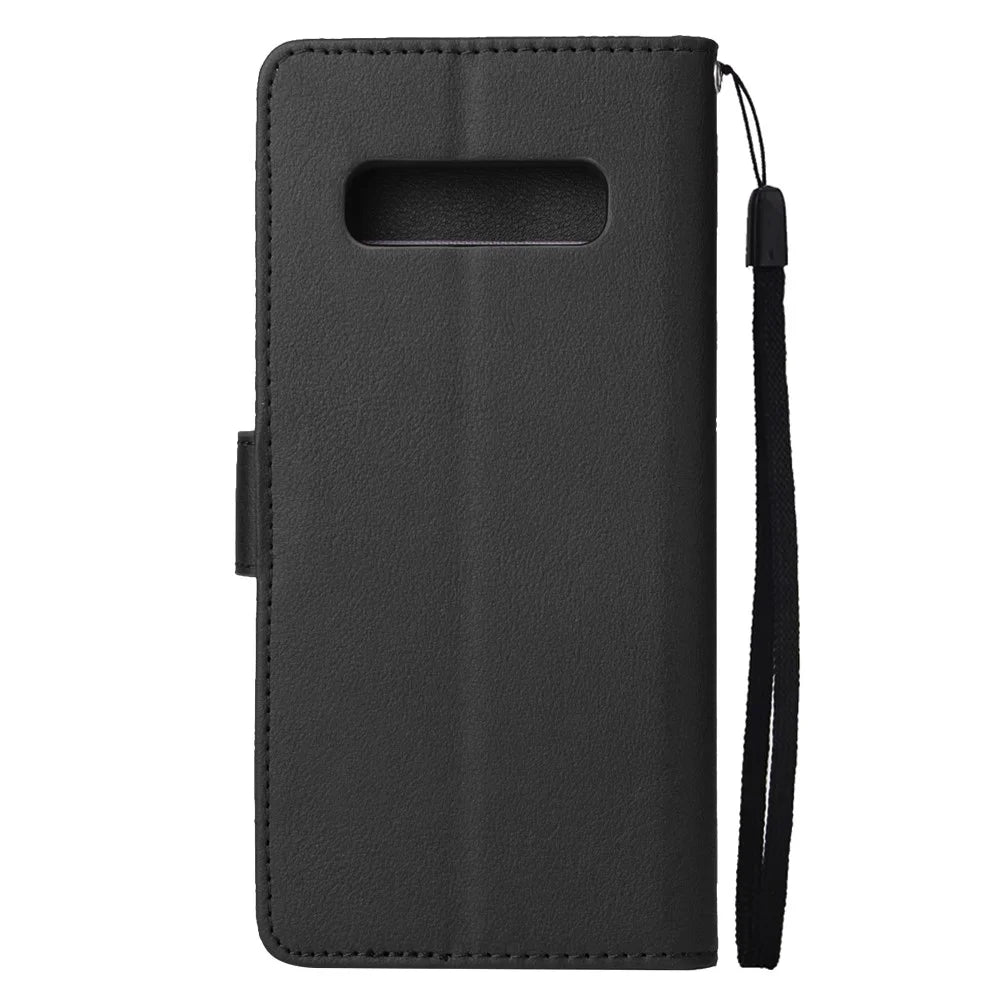 Wallet Leather Stand Case for Samsung Galaxy S10 Plus - Black - 3
