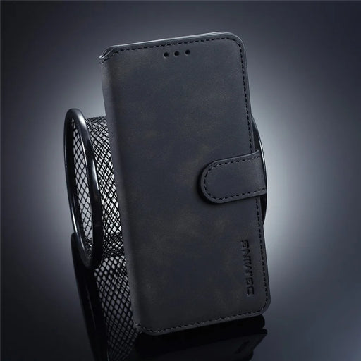 DG.MING Retro Style Wallet Leather Stand Case for Samsung Galaxy S10 - Black - 1