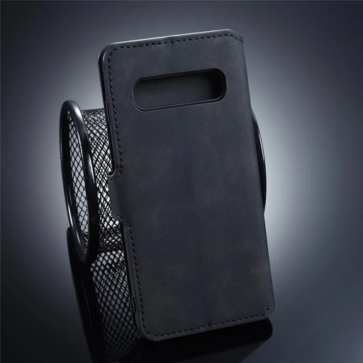 DG.MING Retro Style Wallet Leather Stand Case for Samsung Galaxy S10 - Black - 2