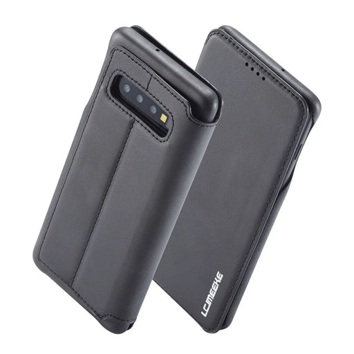 LC.IMEEKE Retro Style Leather Card Holder Case for Samsung Galaxy S10 - Black - 2