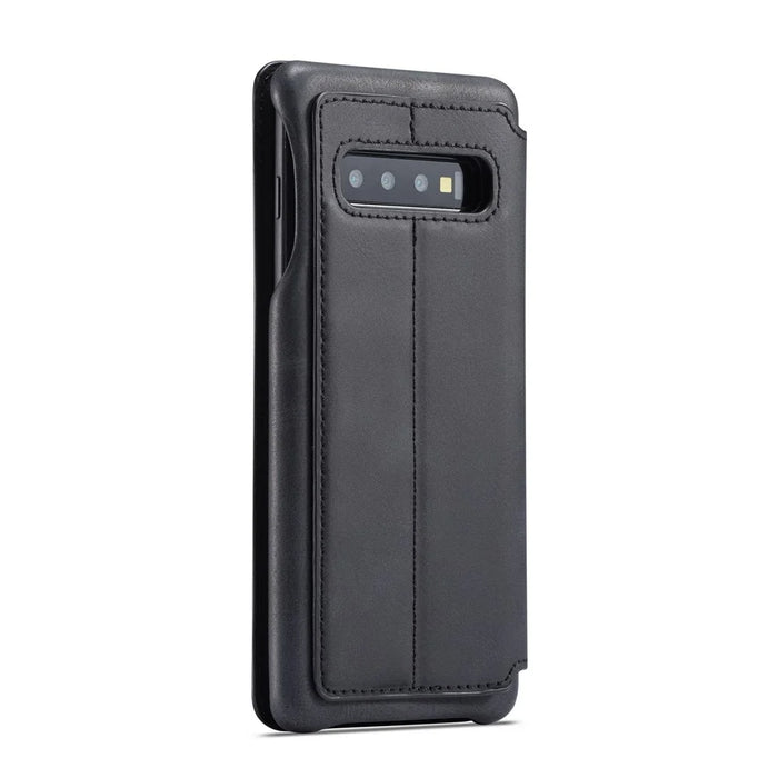 LC.IMEEKE Retro Style Leather Card Holder Case for Samsung Galaxy S10 - Black - 3