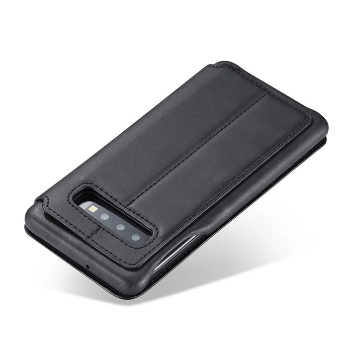 LC.IMEEKE Retro Style Leather Card Holder Case for Samsung Galaxy S10 - Black - 7