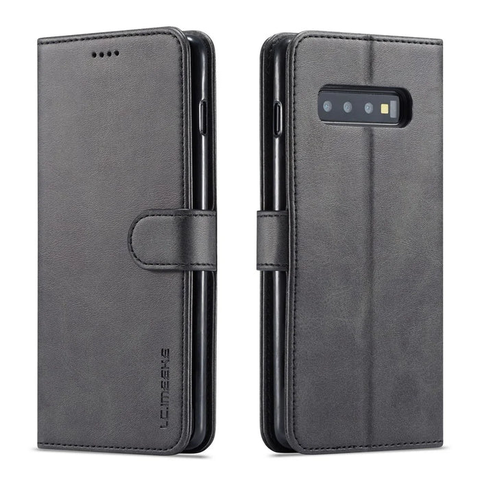 LC.IMEEKE Wallet Leather Stand Case for Samsung Galaxy S10 Plus - Black - 1