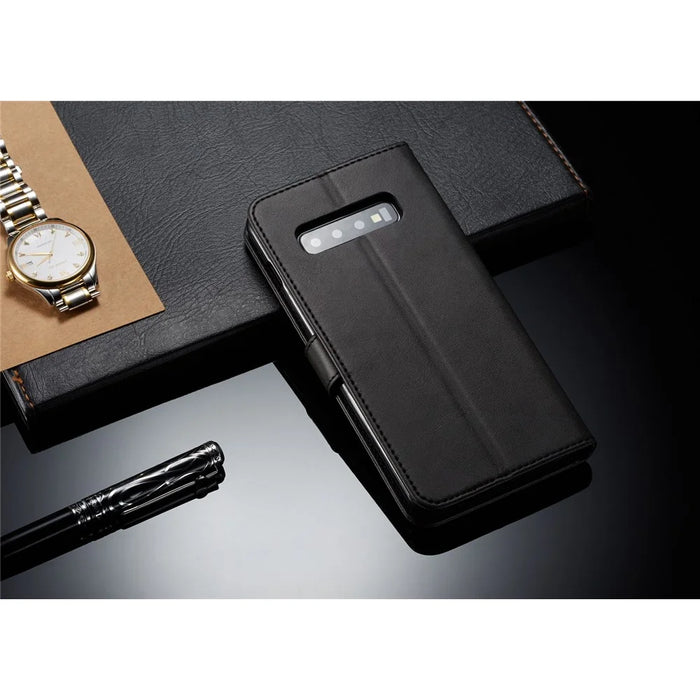 LC.IMEEKE Wallet Leather Stand Case for Samsung Galaxy S10 Plus - Black - 6