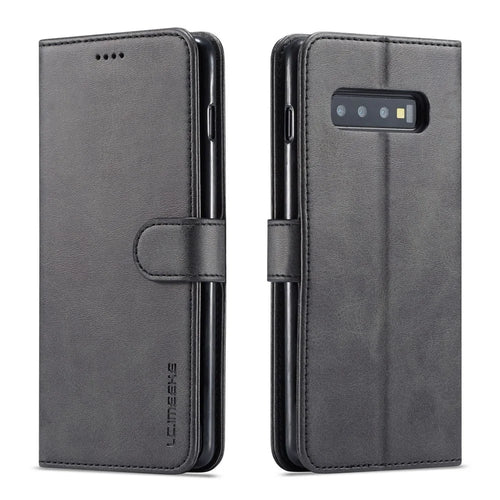 LC.IMEEKE Wallet Leather Stand Case for Samsung Galaxy S10 - Black - 1
