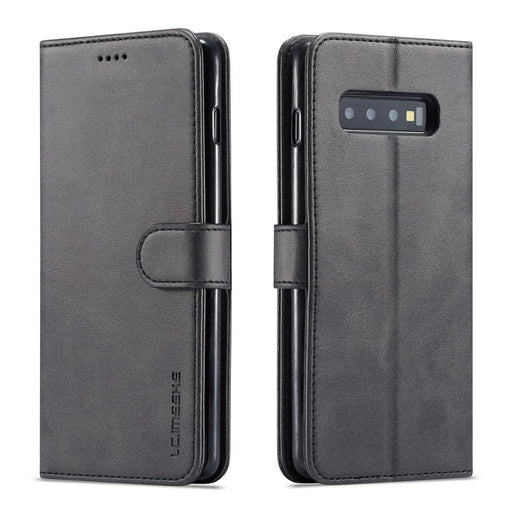 LC.IMEEKE Wallet Leather Stand Case for Samsung Galaxy S10 - Black - 1