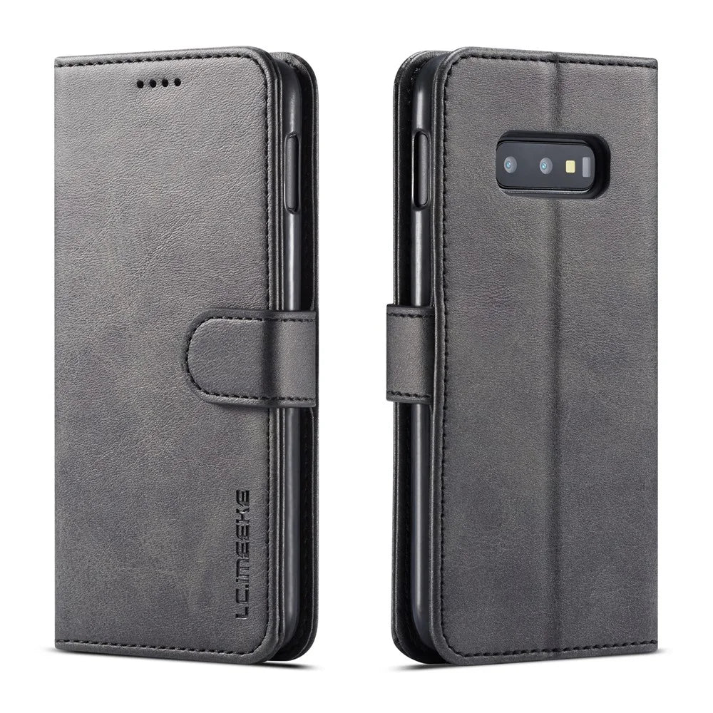 LC.IMEEKE Wallet Leather Stand Case for Samsung Galaxy S10e - Black - 1