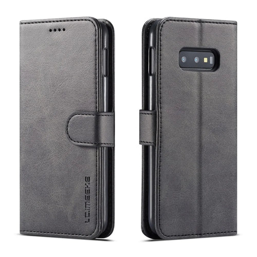 LC.IMEEKE Wallet Leather Stand Case for Samsung Galaxy S10e - Black - 1