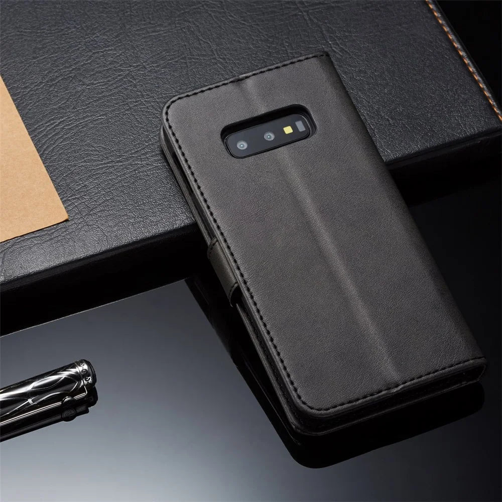 LC.IMEEKE Wallet Leather Stand Case for Samsung Galaxy S10e - Black - 5