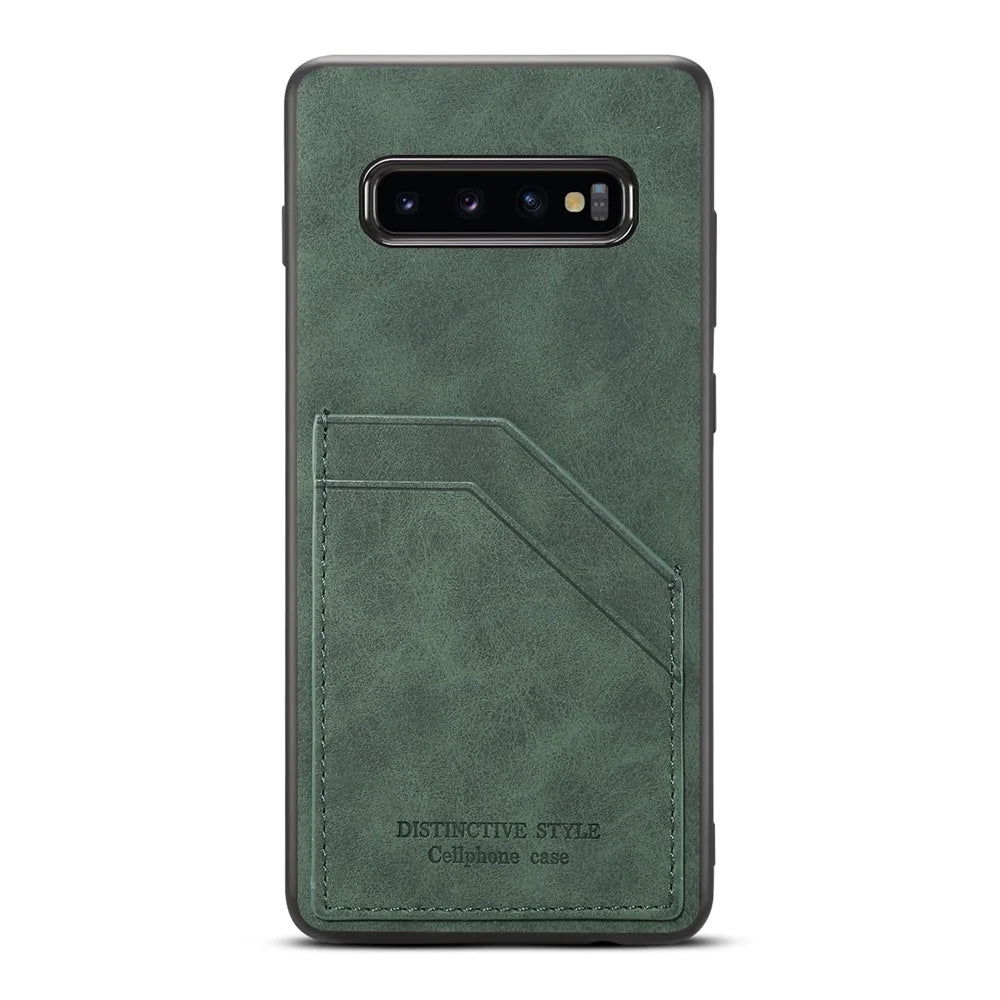 For Samsung Galaxy S10 Dual Card Slot PU Leather Coated TPU Phone Case - Green - 3