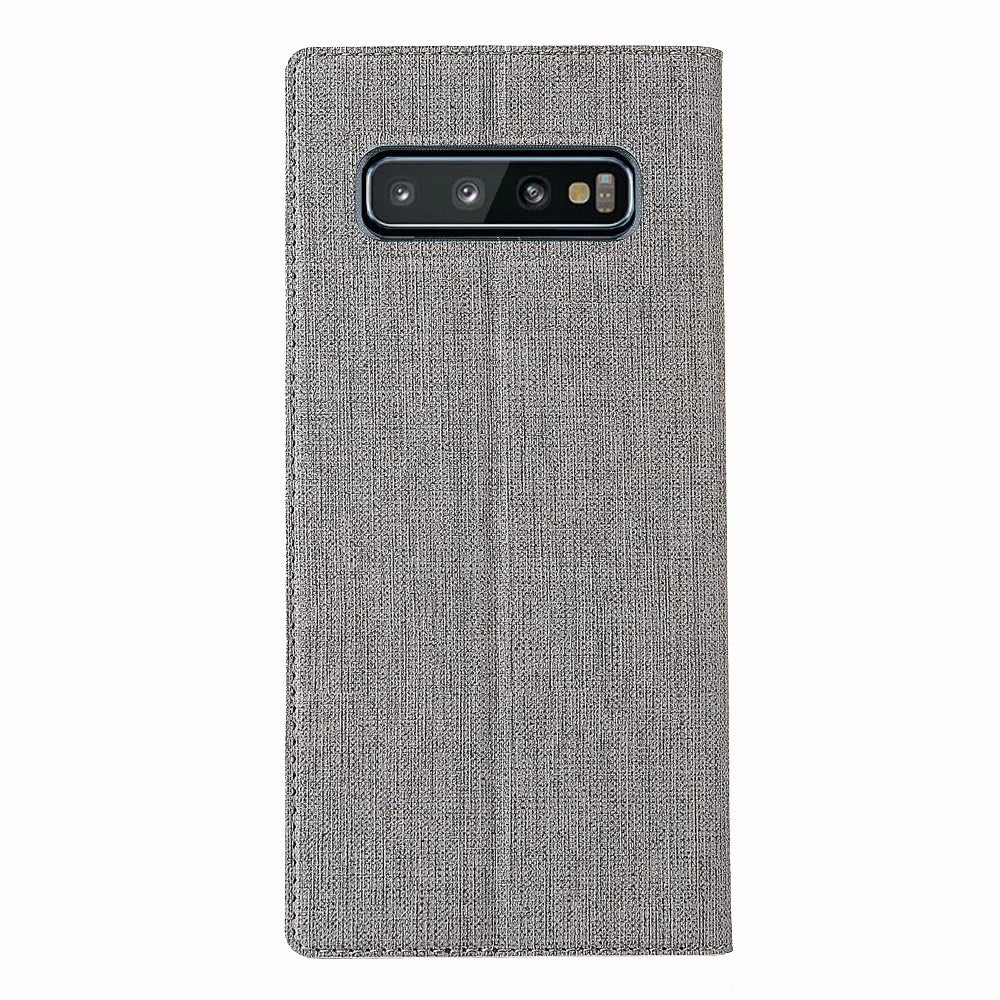 VILI DMX Cross Texture Card Holder Leather Stand Cover for Samsung Galaxy S10 - Grey - 4