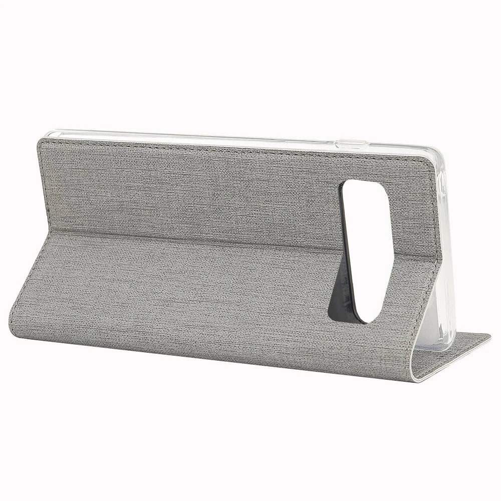 VILI DMX Cross Texture Card Holder Leather Stand Cover for Samsung Galaxy S10 - Grey - 5