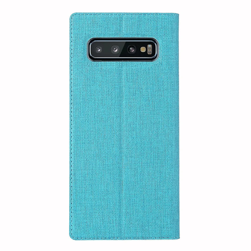 VILI DMX Cross Texture Card Slot Leather Stand Case for Samsung Galaxy S10 Plus - Blue - 3