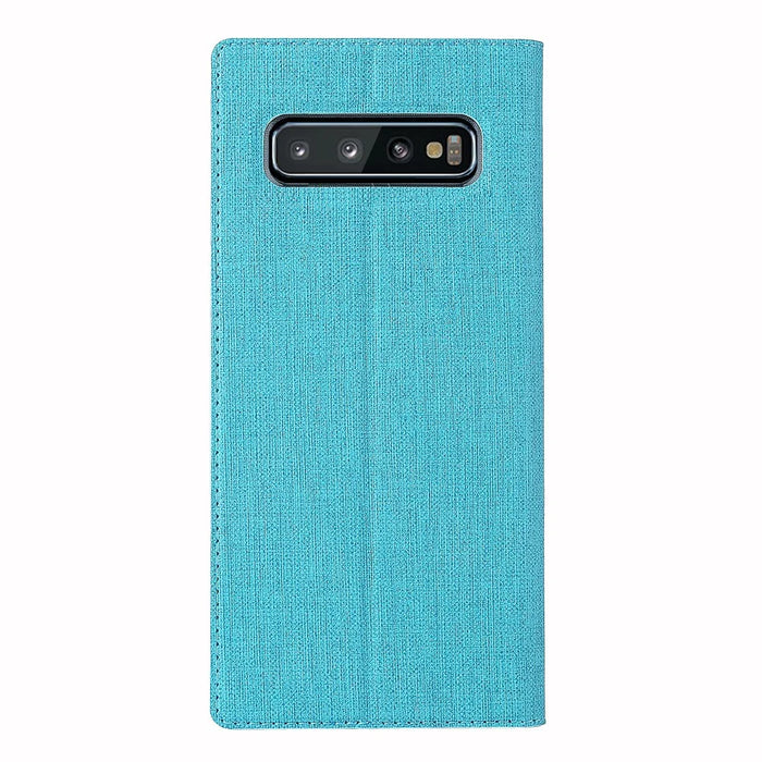 VILI DMX Cross Texture Card Slot Leather Stand Case for Samsung Galaxy S10 Plus - Blue - 3