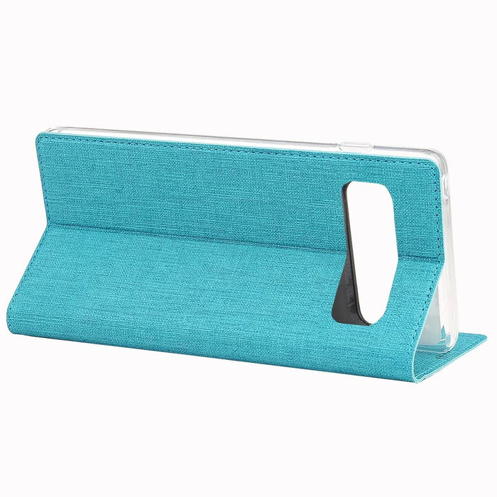 VILI DMX Cross Texture Card Slot Leather Stand Case for Samsung Galaxy S10 Plus - Blue - 4