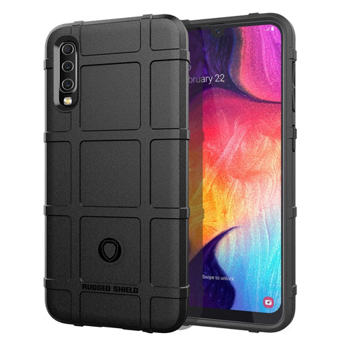 Rugged Square Grid Texture Soft TPU Anti-shock Case for Samsung Galaxy A50 / A50s / A30s - Black - 1