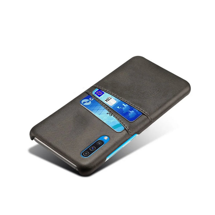 Dual Card Slots PU Leather Coated PC Mobile Phone Shell for Samsung Galaxy A50 / A50s / A30s - Black - 4