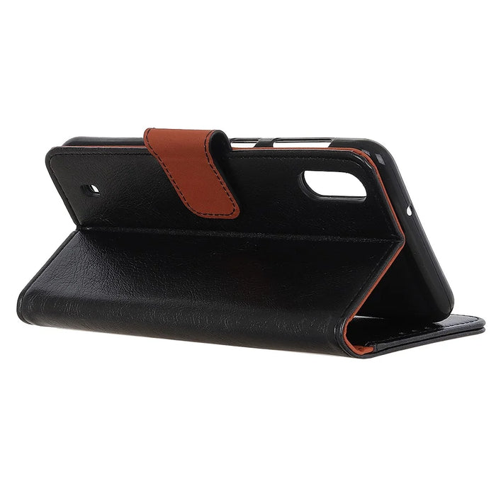Nappa Texture Split Leather Wallet Stand Case for Samsung Galaxy A10 - Black - 5