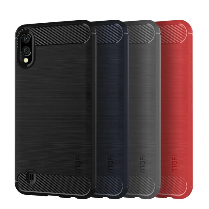 MOFI Carbon Fiber Texture Brushed TPU Cover Shell for Samsung Galaxy M10 - Black - 3