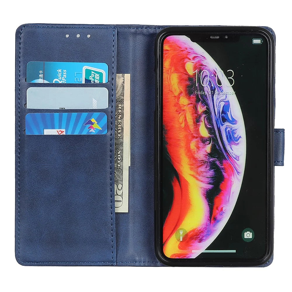 Matte PU Leather Wallet Stand Phone Case for Samsung Galaxy A10 - Blue - 7