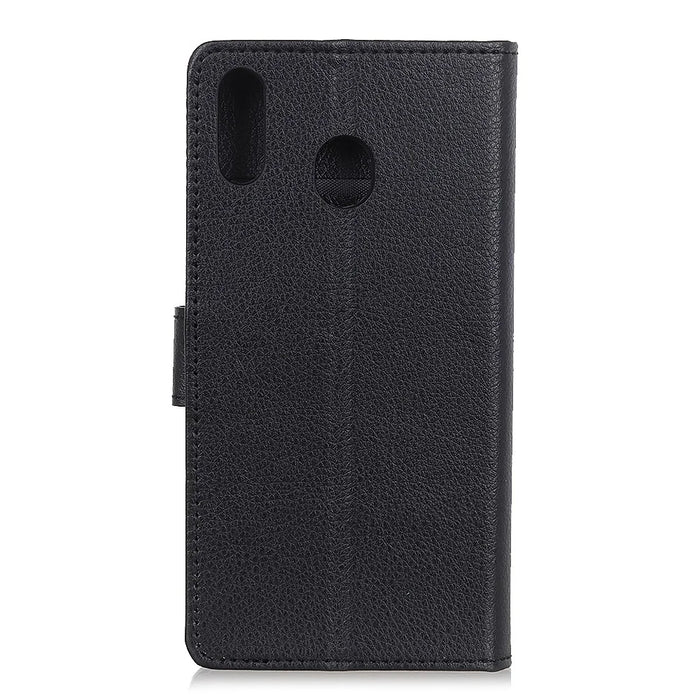 Litchi Skin Leather Wallet Case for Samsung Galaxy A40 - Black - 3
